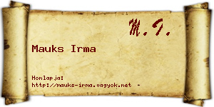 Mauks Irma névjegykártya